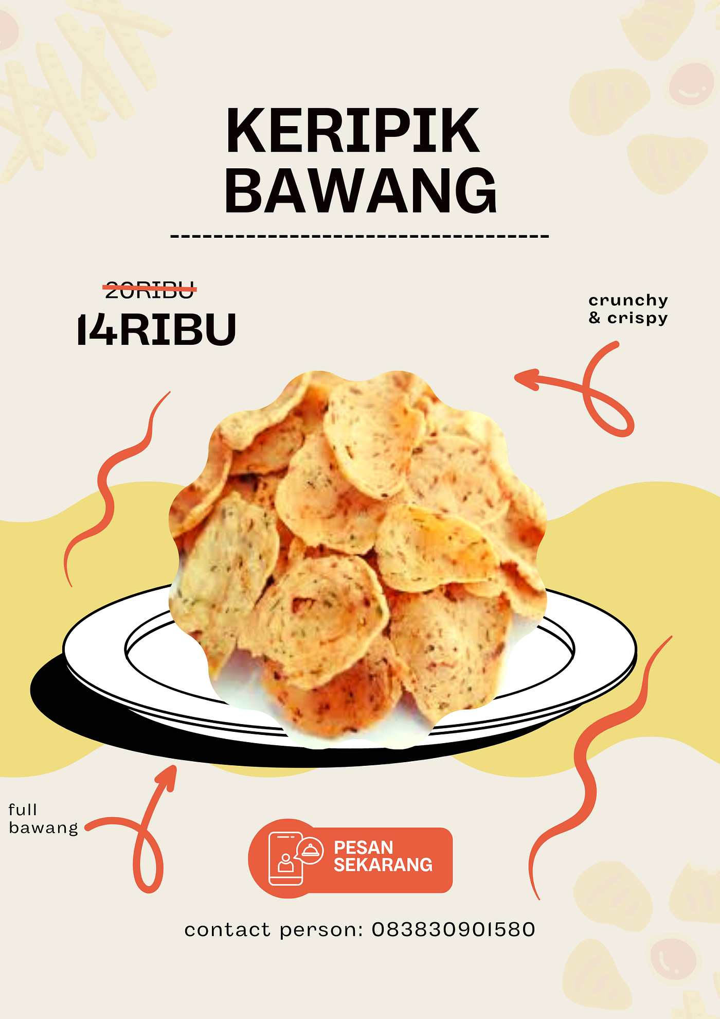 HALAL, Call Me: 0838–3090–1580, Jual keripik bawang bikin Nagih