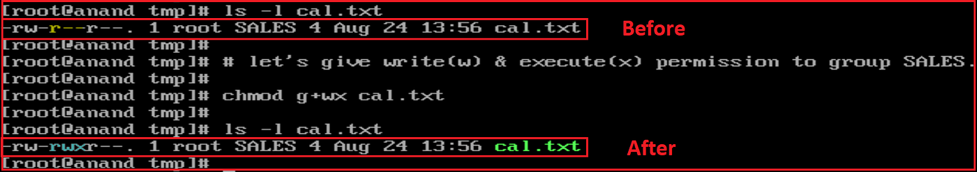 chmod alphabetical method to add permission