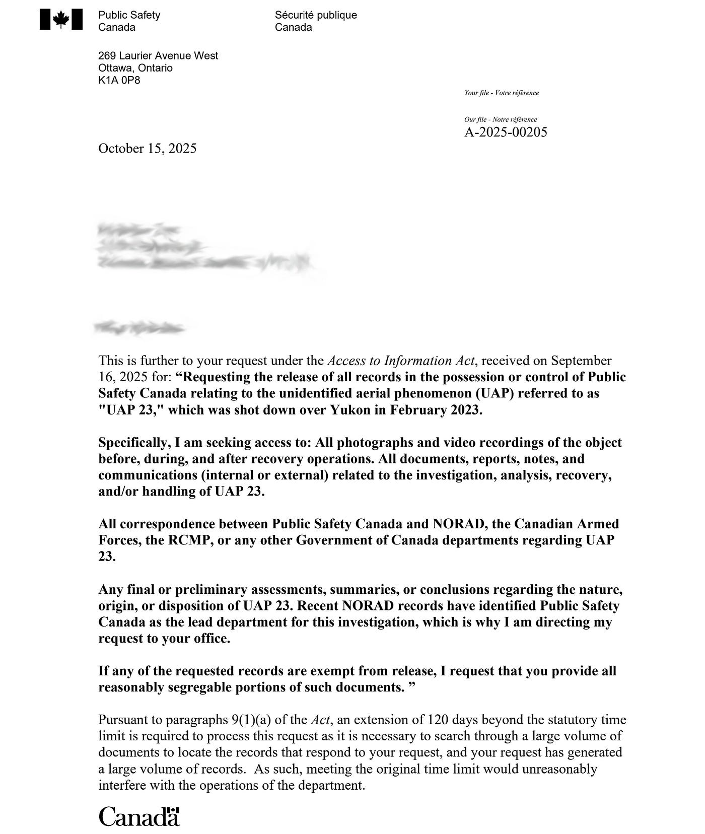The FOIA Files: Uncovering Public Safety Canada’s Role in Yukon UAP Shoot-down Investigation