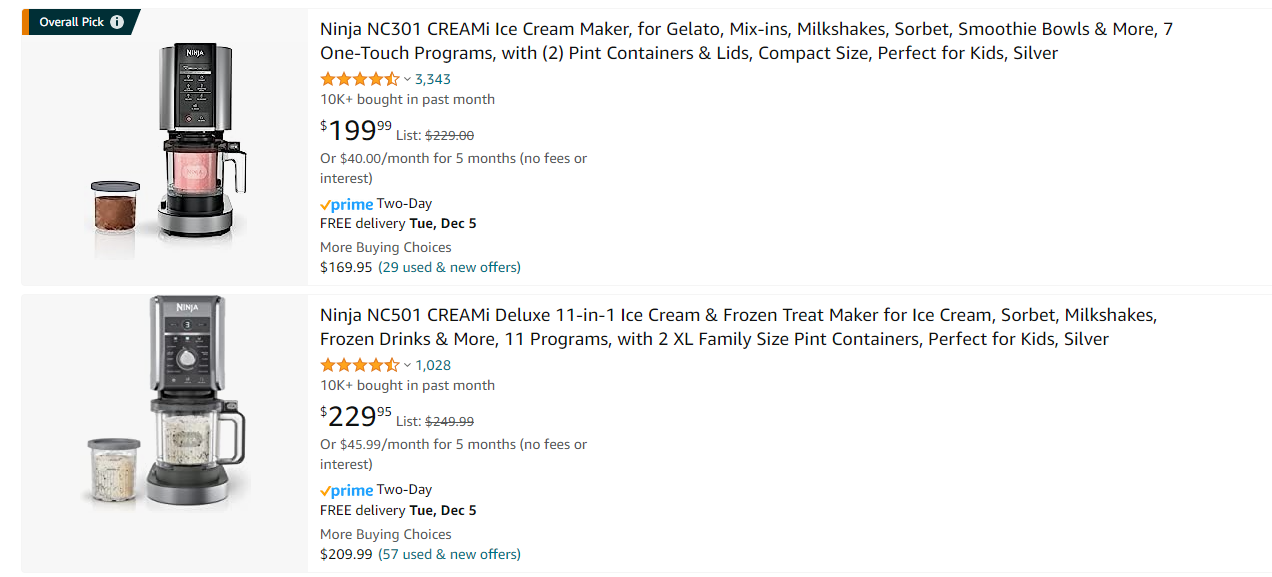 Ninja NC301 Creami Ice Cream Maker, for Gelato, Mix-Ins