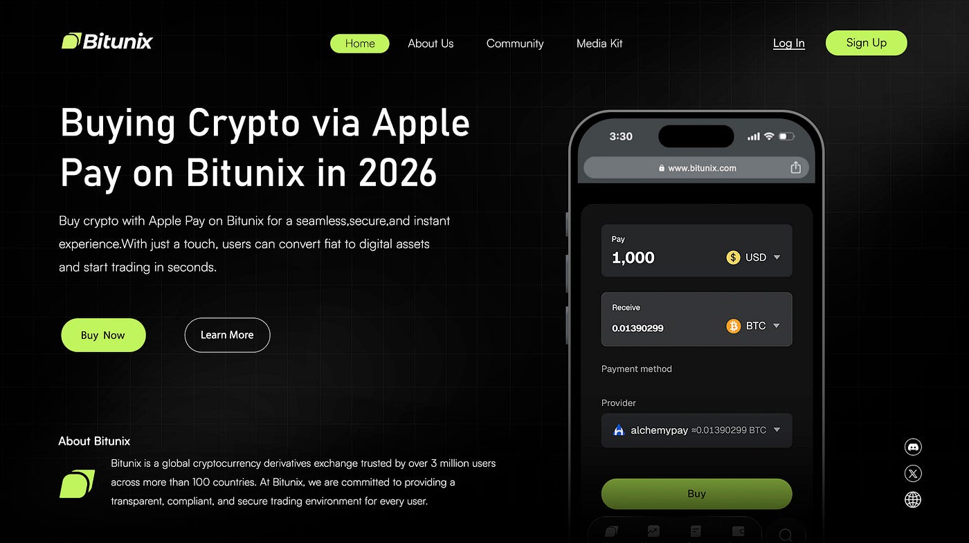 Покупка криптовалюты через Apple Pay на Bitunix: просто, быстро и безопасно