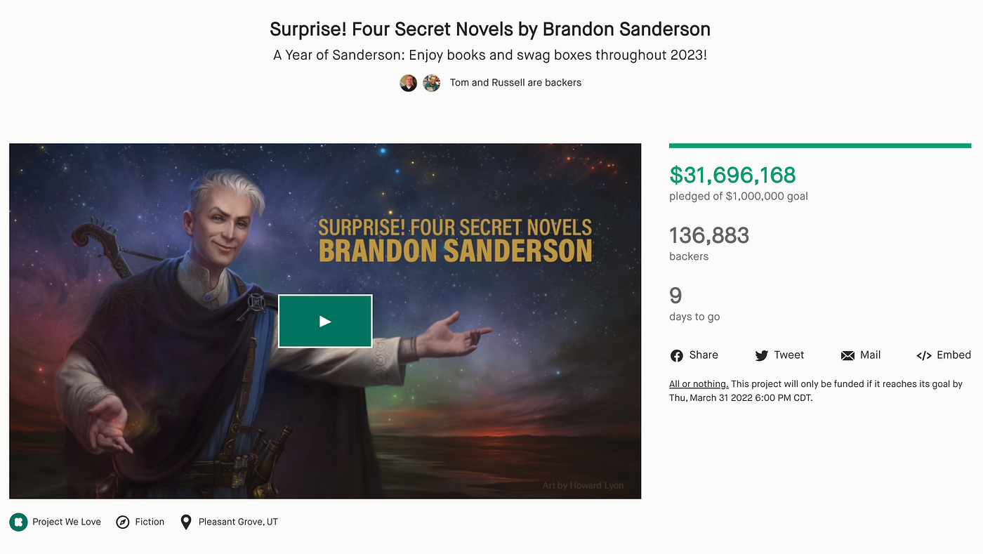 Secret Project 2 box contents : r/brandonsanderson