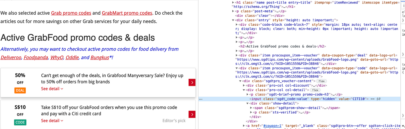Promo Code Scraper with Beautiful Soup and Flask | by Tian Jie | Medium