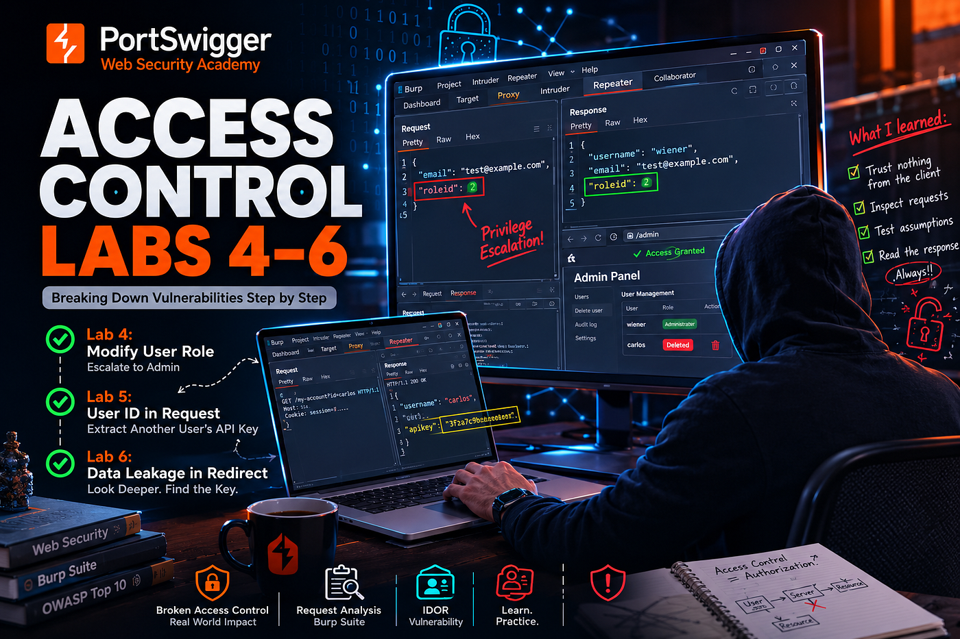 PortSwigger Access Control Labs 4–6: What I Learned From Breaking Broken Authorization