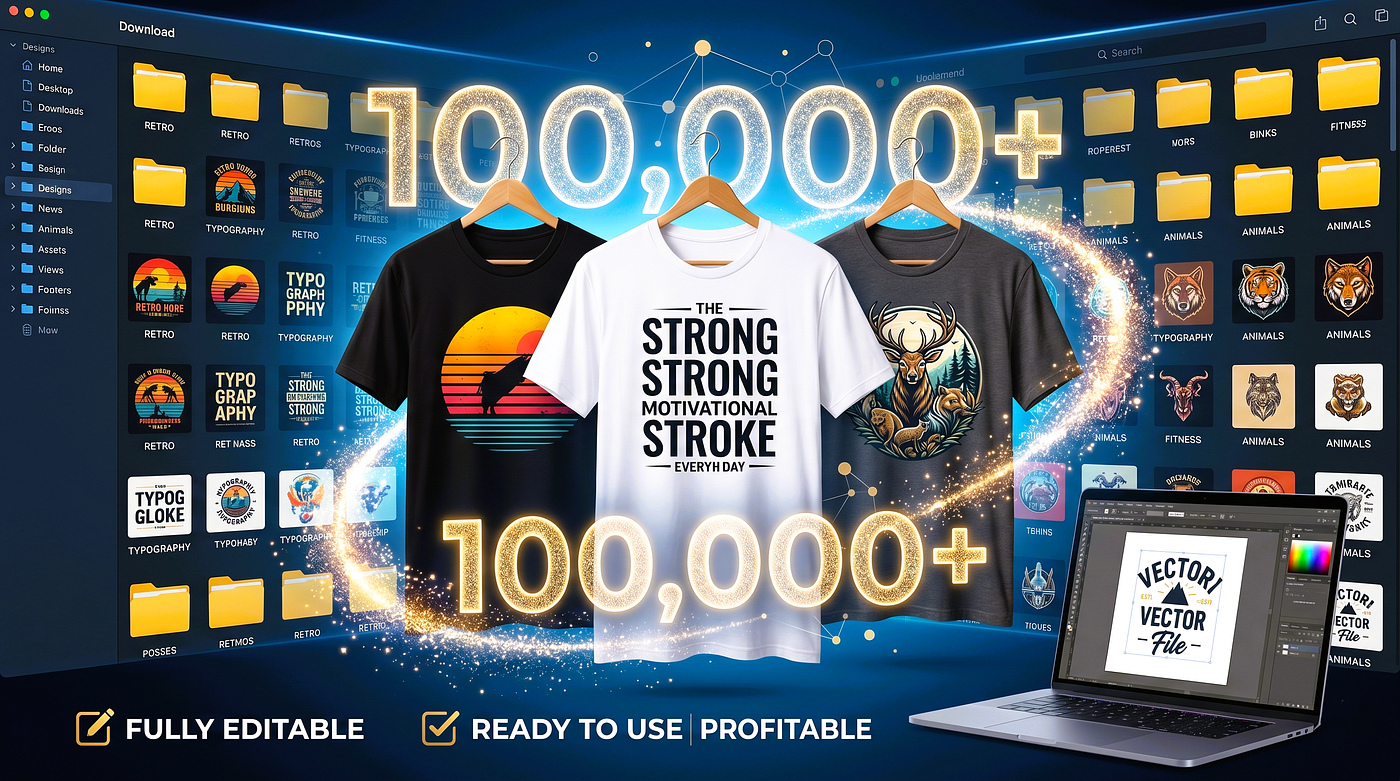 The Ultimate 100,000+ T-Shirt Design Bundle: Launch Your Print-On-Demand Business Instantly