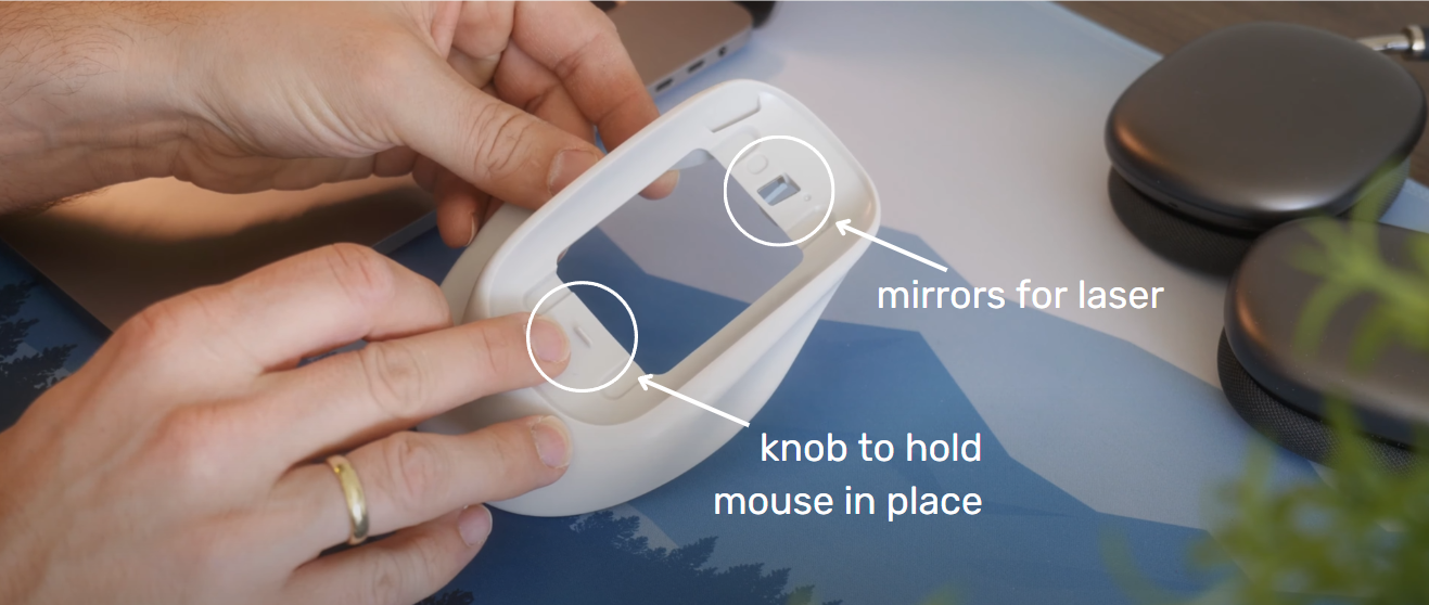 MouseBase Ergonomic Base for Apple Magic Mouse 2, Increased Comfort and  Control (Light Gray, Clip-On, v2)