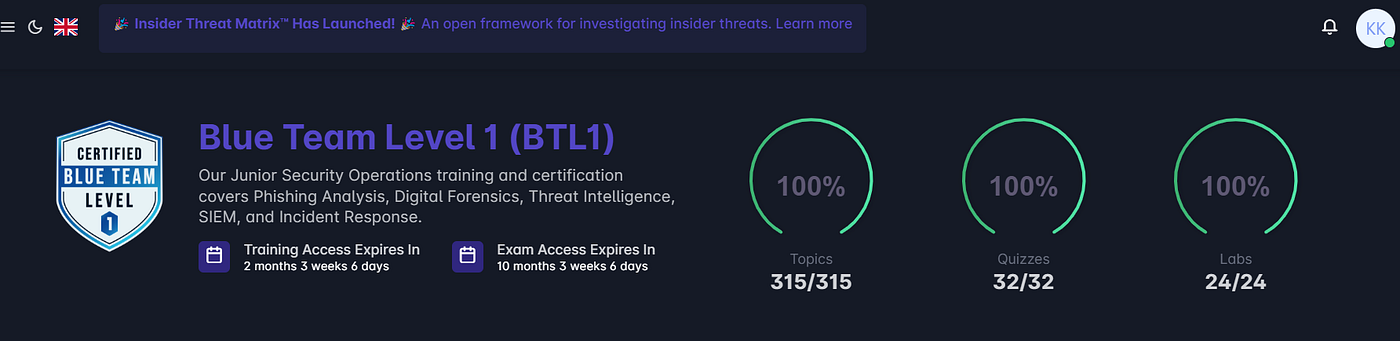 ประสบการณ์สอบ Blue Team Level 1 (BTL1)
