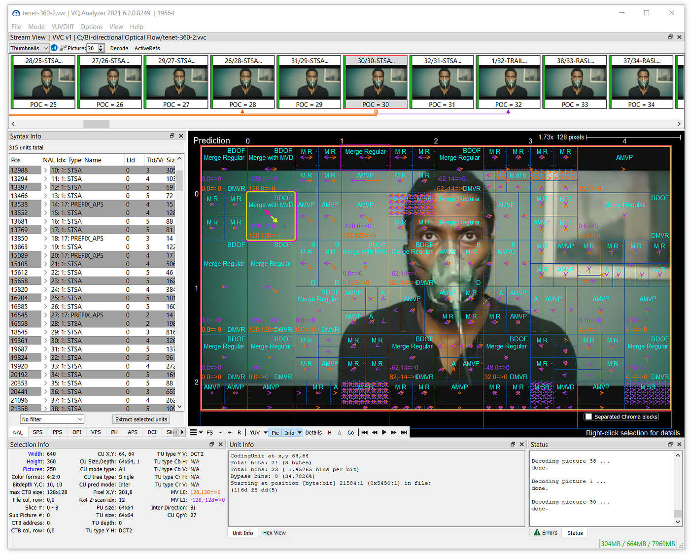 VQ Analyzer. Picture example with BDOF coded coding units