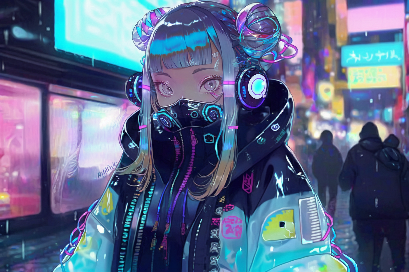 Cyberpunk Anime Girl Poster Cute and Neon Perfect for Anime 