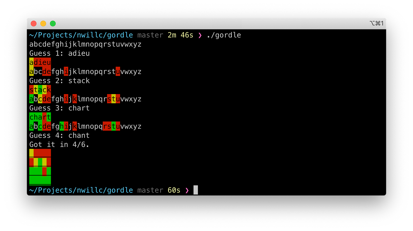 Gordle, A Go Wordle. Or: What Go Does Really Well | by nwillc | Medium