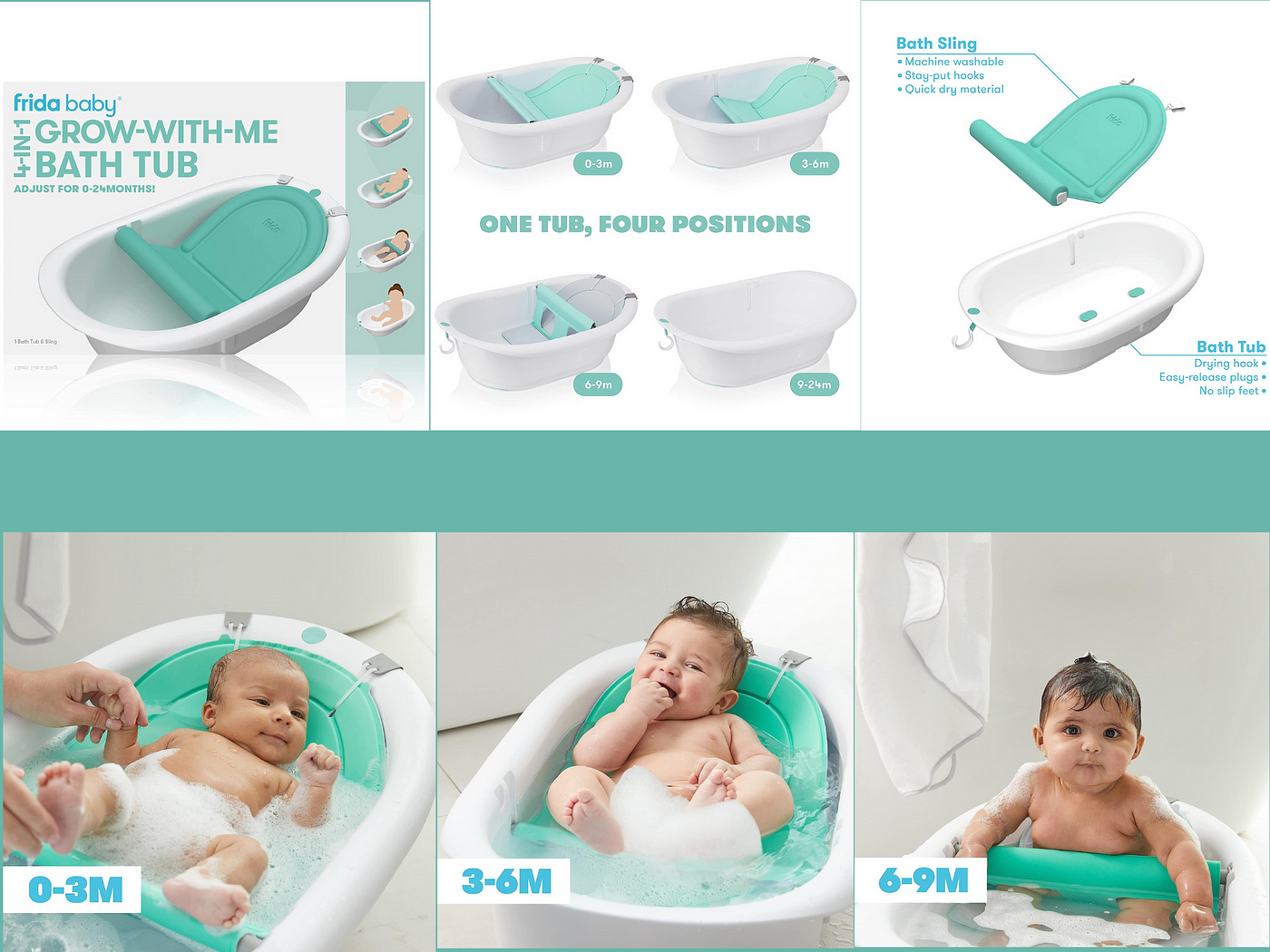 Product details about Frida Baby 4-in-1 Grow-with-Me Bath Tub, Transforms  Infant Bathtub to Toddler Bath Seat with Backrest for Assisted Sitting in  Tub, by Smahssan