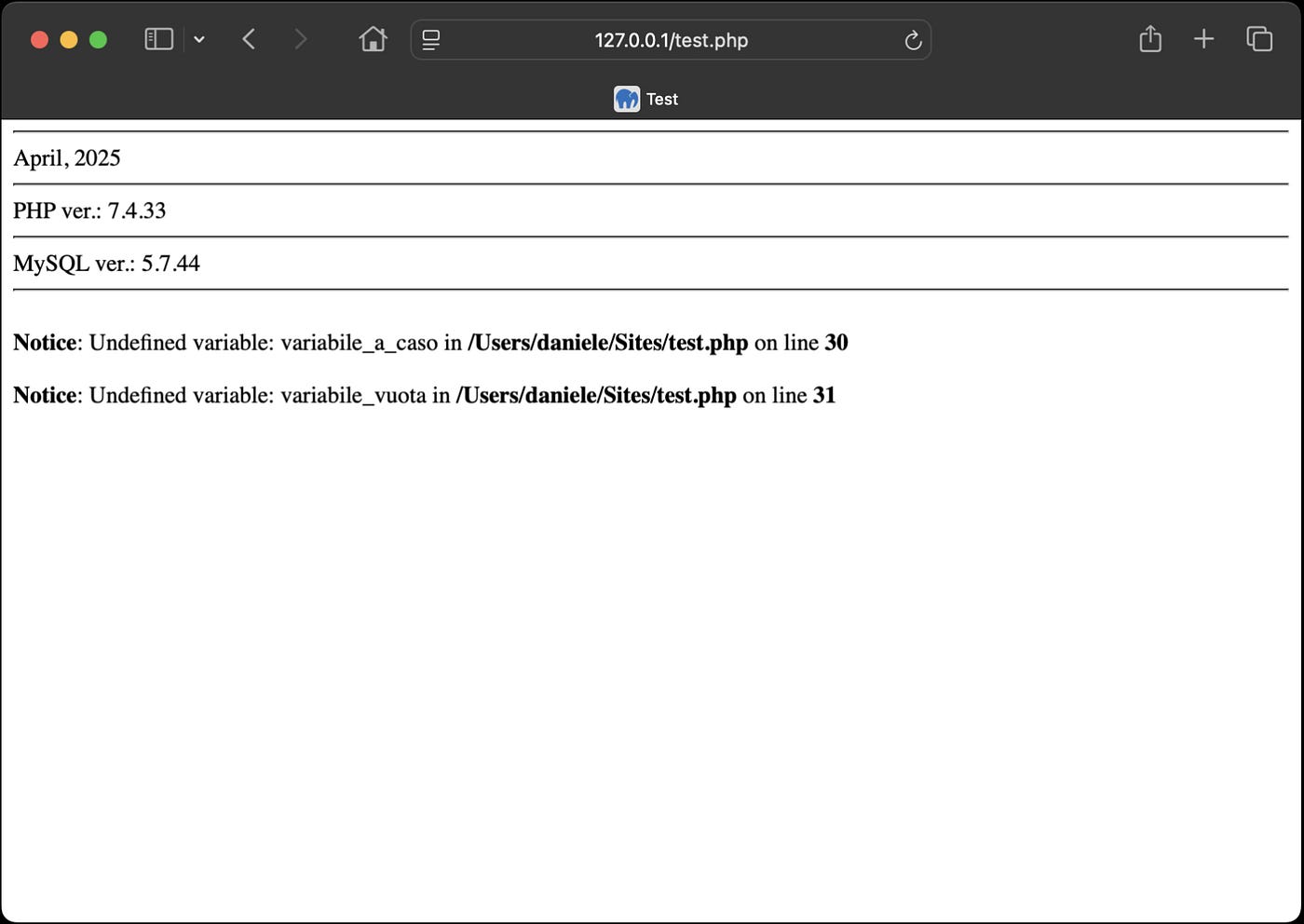Without XDebug Active