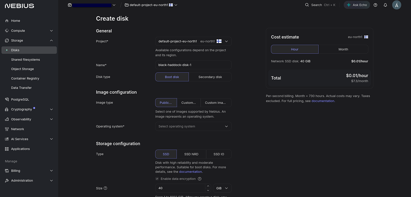 Disk creating wizard