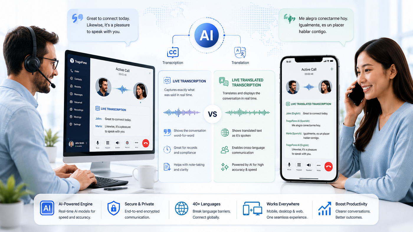 Live Transcription vs Live Translated Transcription in a Softphone: Why It Matters