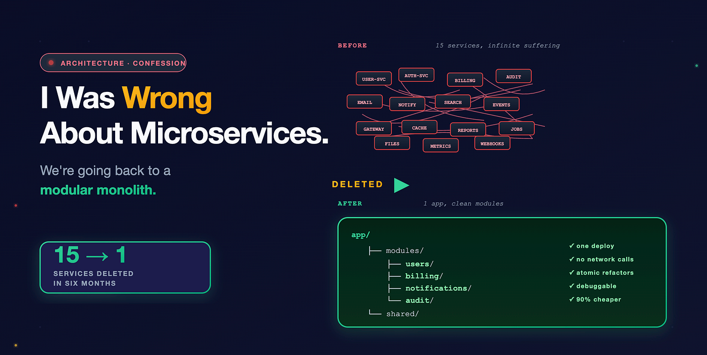 I Was Wrong About Microservices. We’re Moving Back to a Monolith.