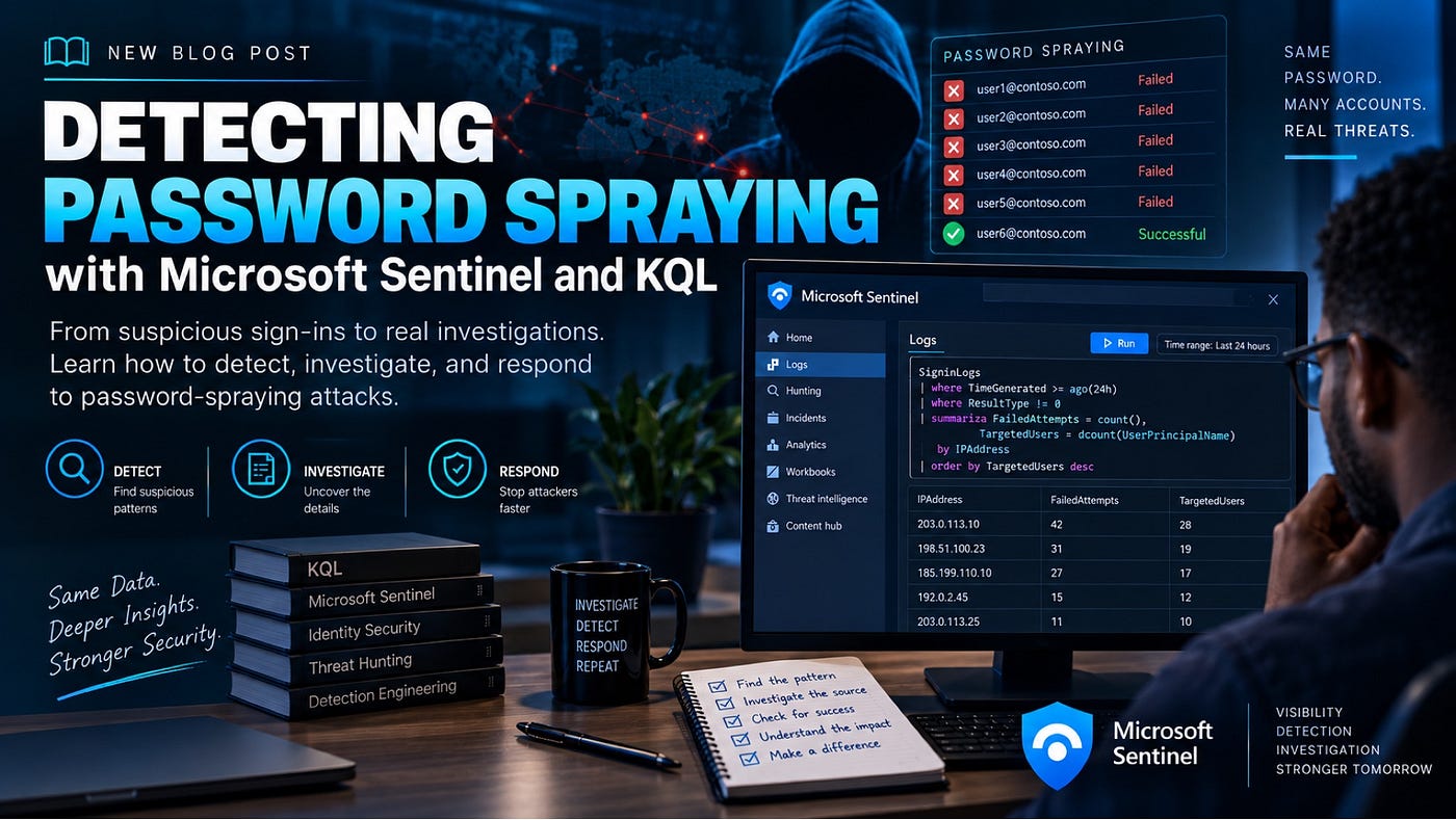 Detecting Password Spraying with Microsoft Sentinel and KQL: A Practical SOC Investigation