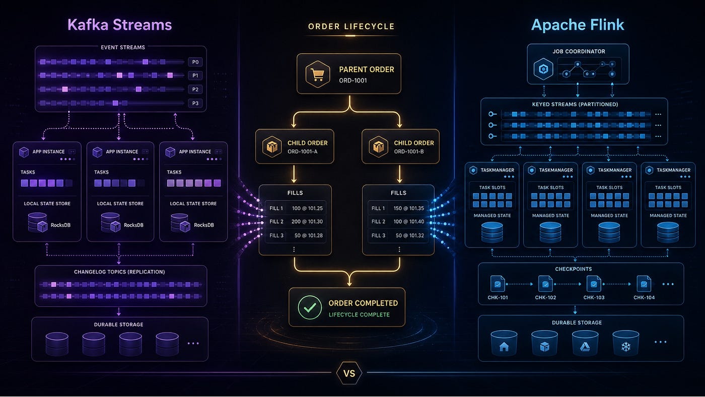 Stateful Order Fill Matching — Part 5: Apache Flink versus Kafka Streams