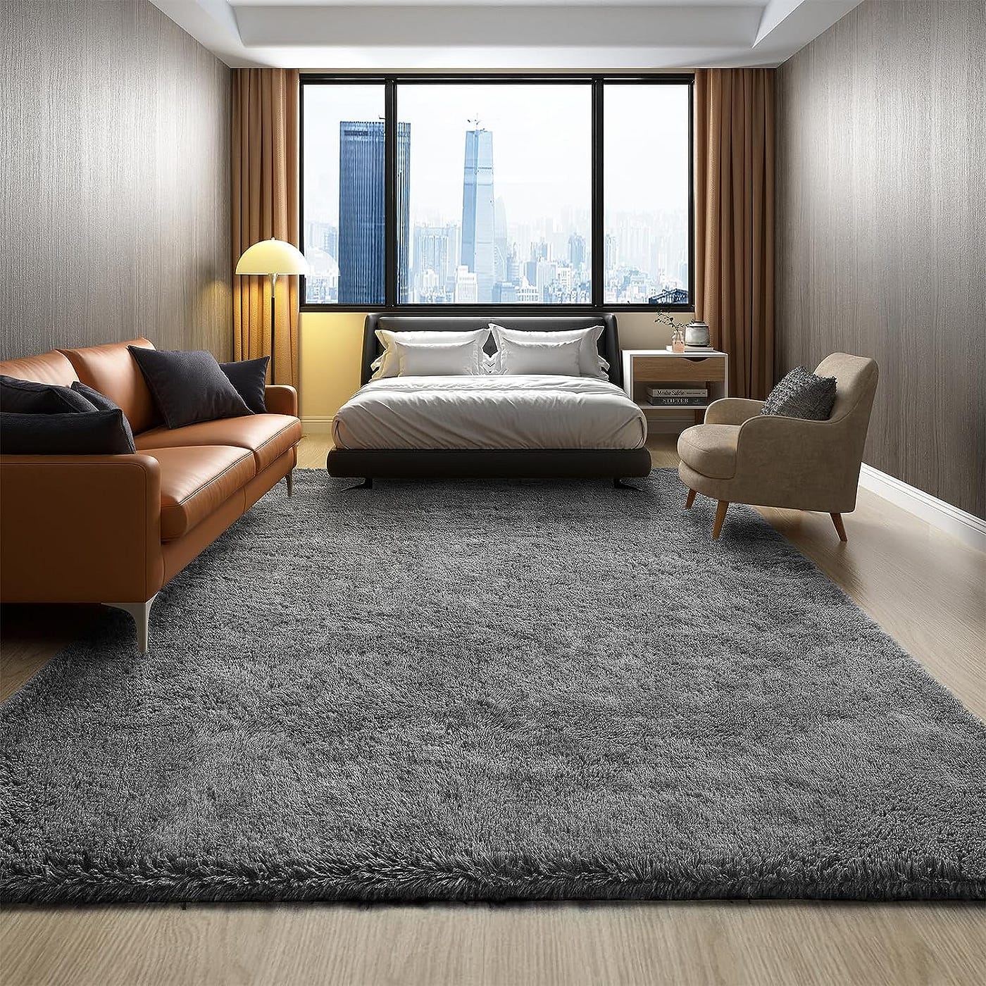 TWINNIS Luxury Fluffy Rugs Ultra Soft Shag Rug Carpet for Bedroom Living  Room,Kids Room, Nursery,4x5.3 Feet,Black 