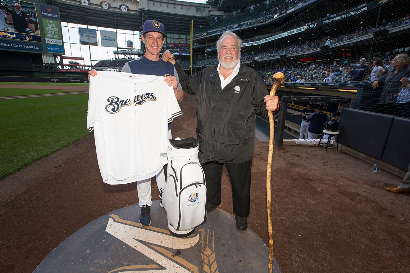 Cameron Yelich Throws Ceremonial First Pitch, by Caitlin Moyer