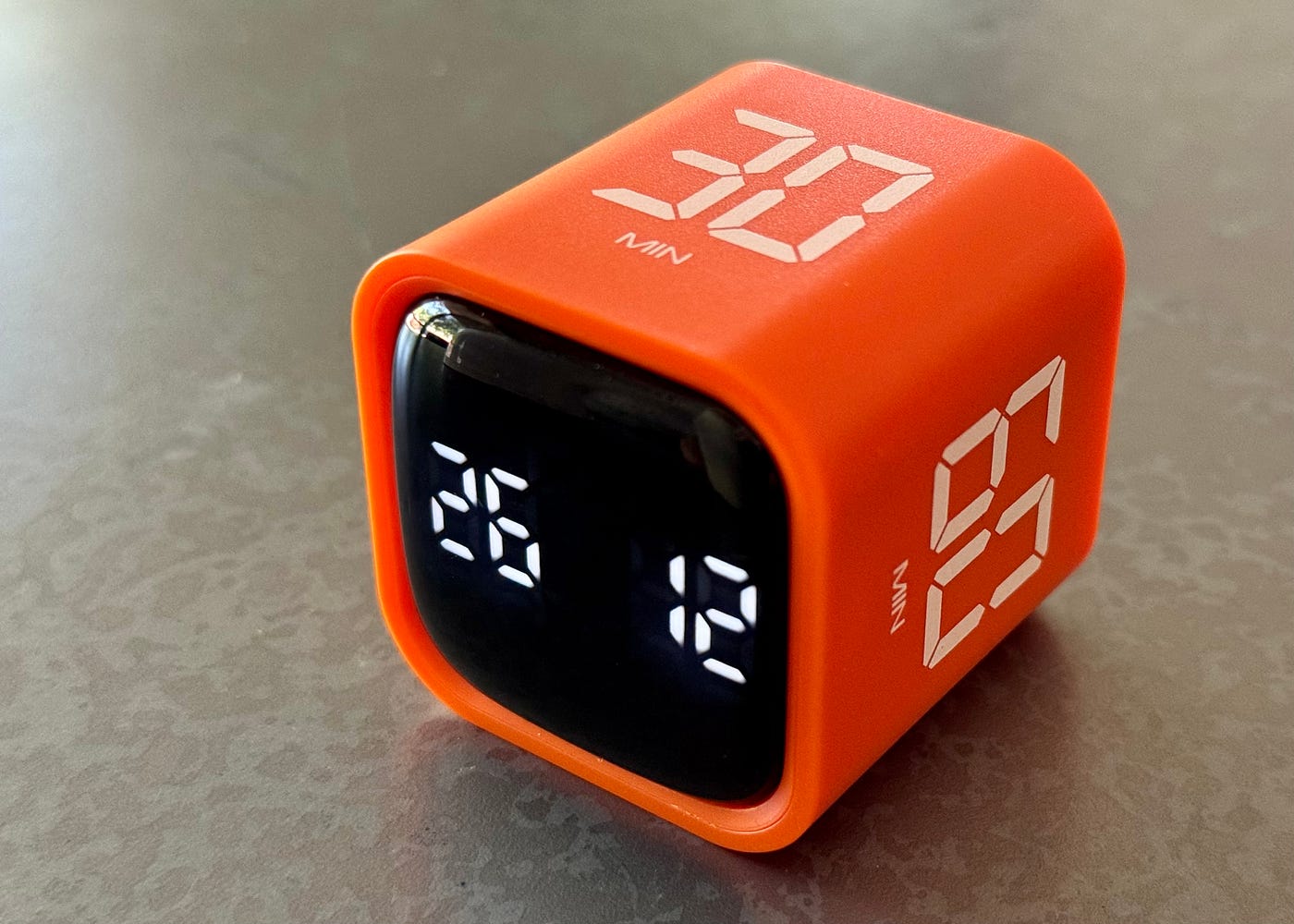 My gravity cube timer. Photograph by author.