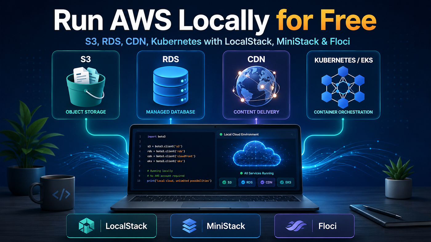 Run AWS Locally for Free: LocalStack, MiniStack, Floci, S3, RDS, CDN, and Kubernetes