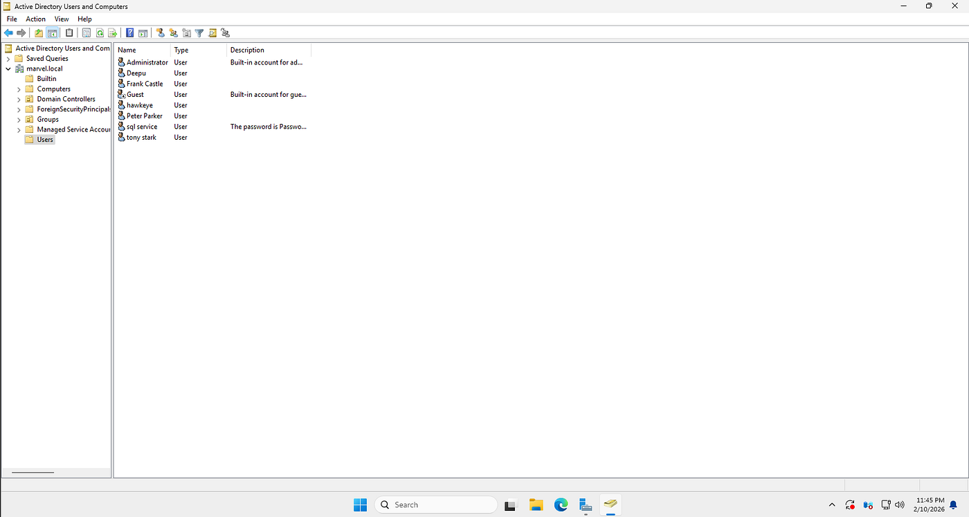 (Creating a new domain admin user)