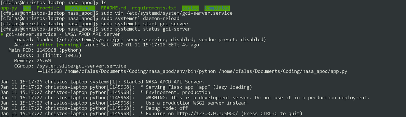 Creating a systemd service for a Flask application | by Christos Falas |  Medium