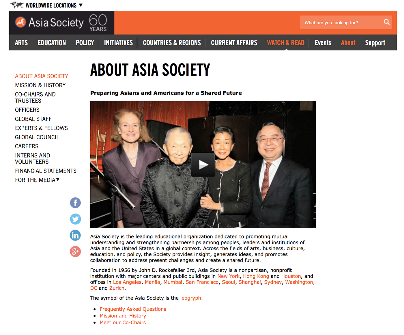 John D. Rockefeller 3rd, the Asia Society, and 60 Years