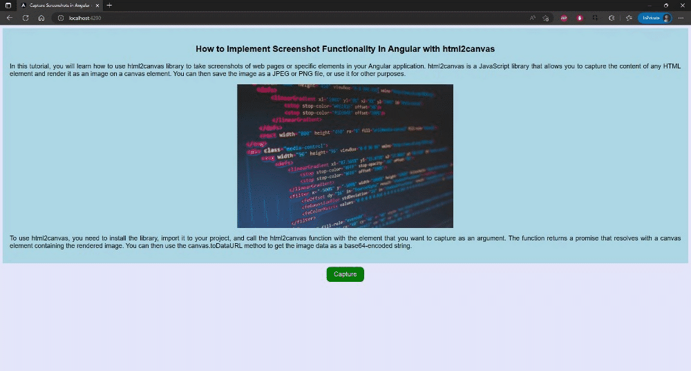 How to capture Screenshots in Angular with html2canvas in 2023 