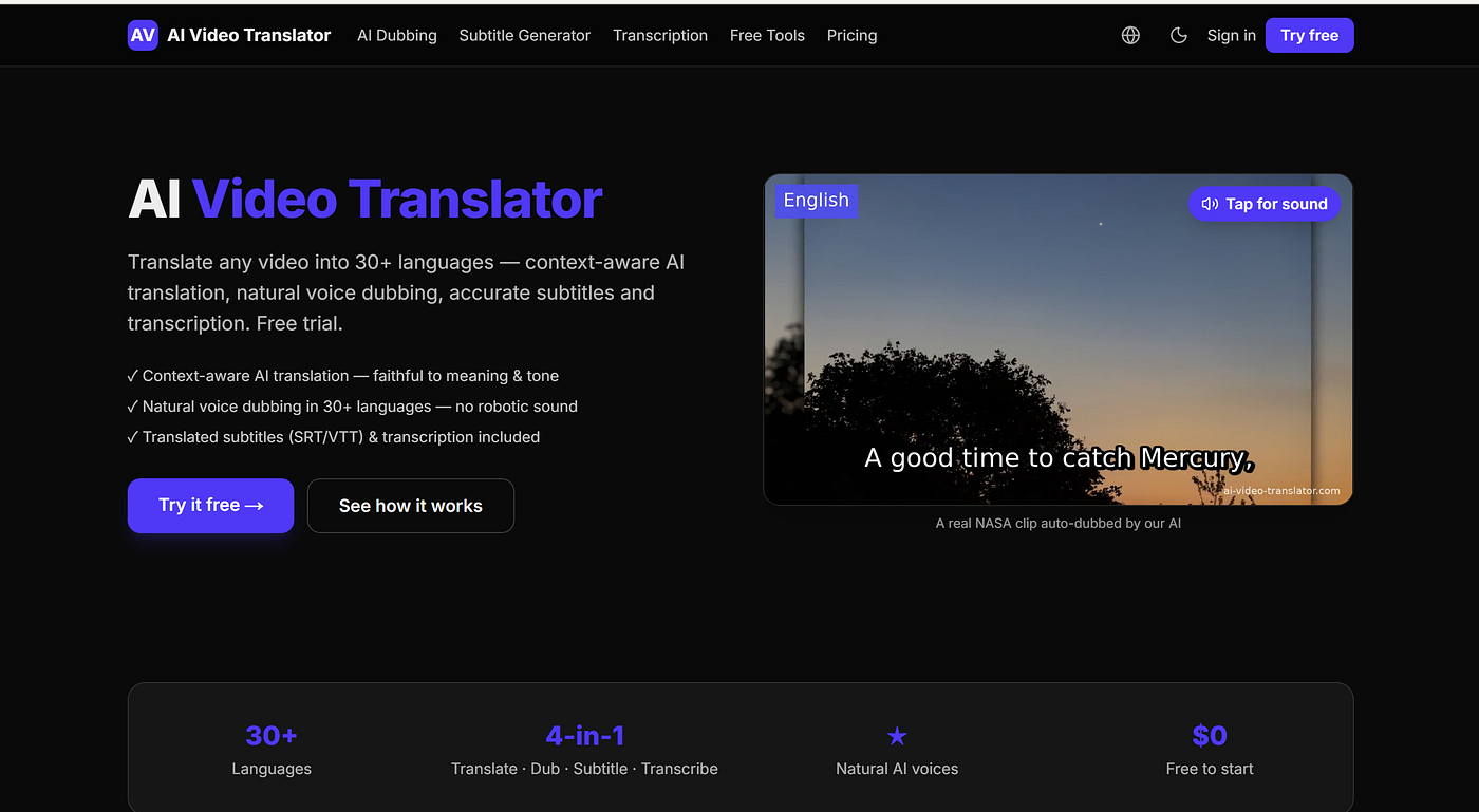 AI Video Translator combines transcription, translation, subtitles, and AI dubbing to help creators reach global audiences faster.