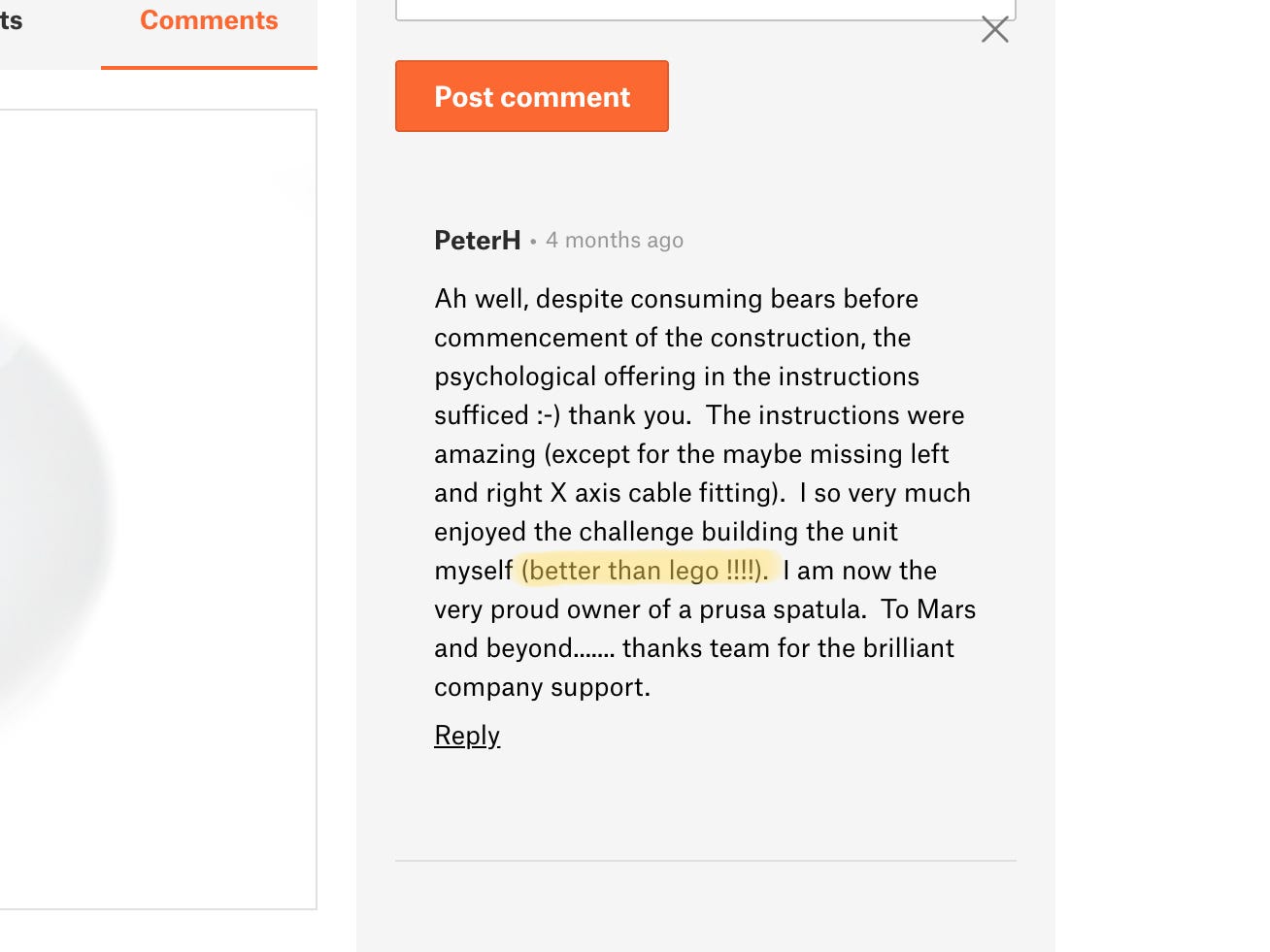 Just a very positive comment.