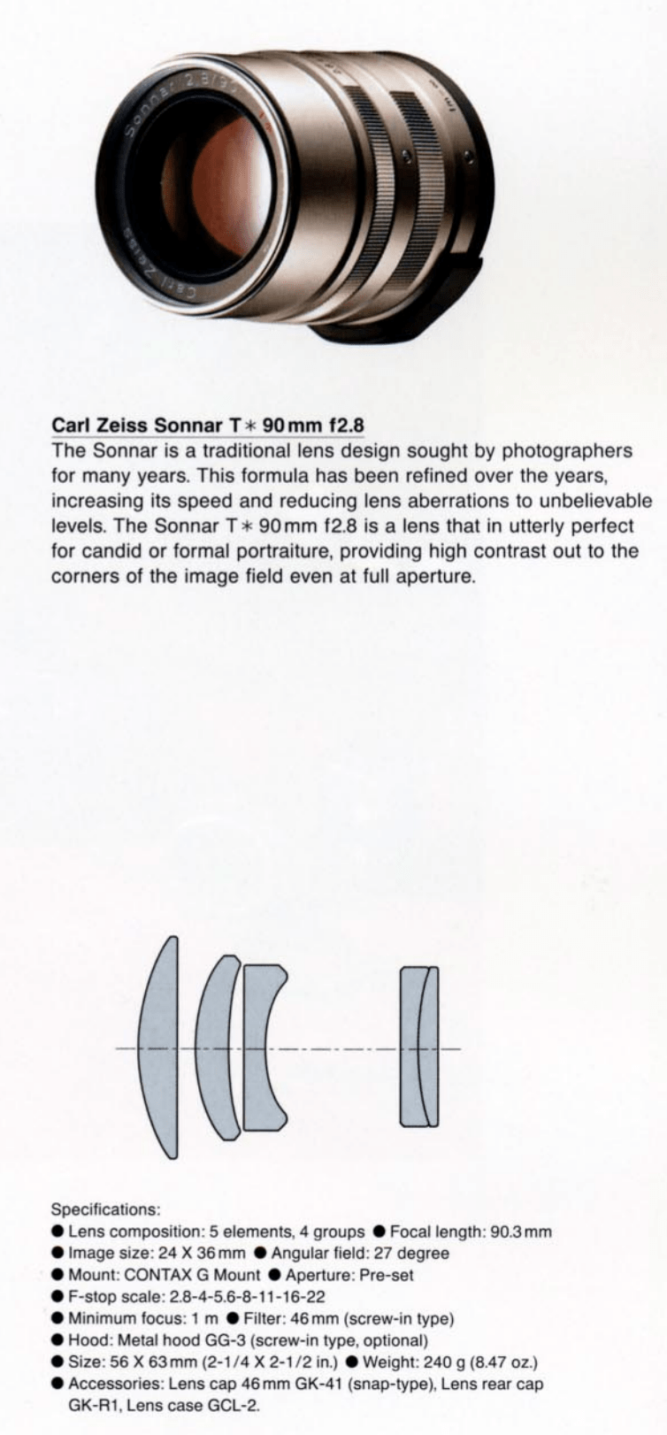 CONTAX G SonnarT＊ 90mm F2.8 Carl Zeiss-