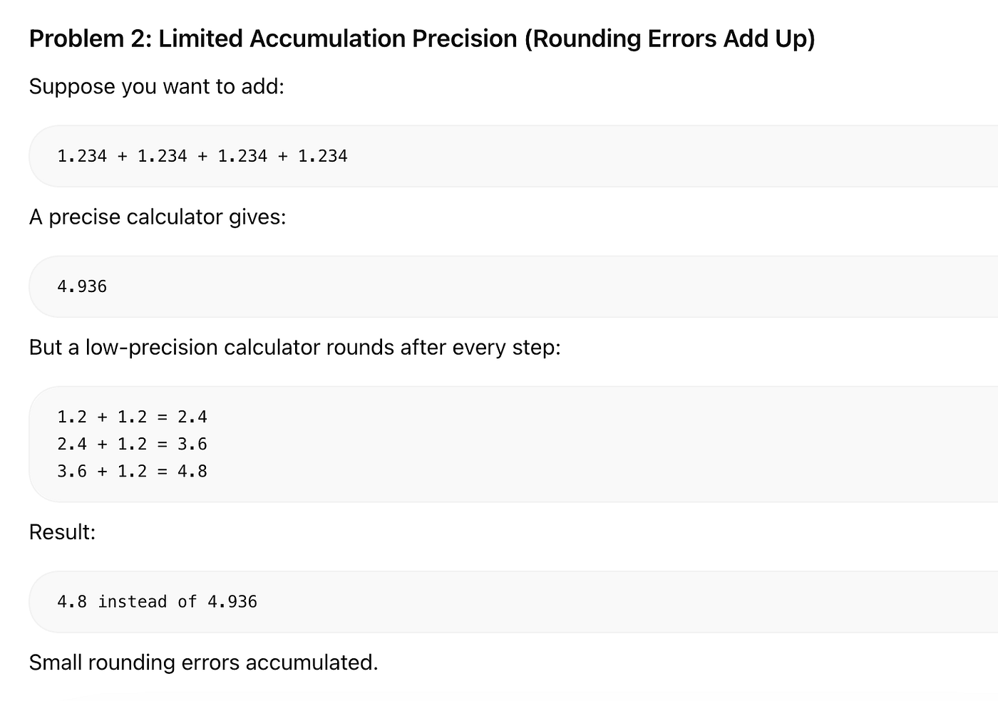 Limited Accumulation Precision