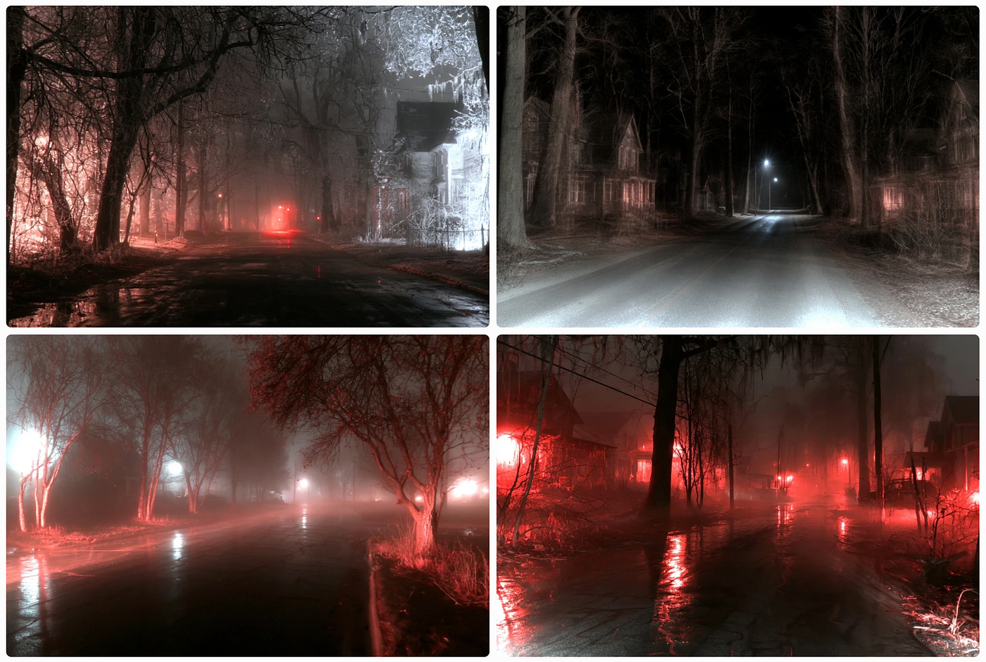 a paranormal image grid made with SREF ID: 2723198250 — created by the author in the Midjourney v8.2 preview