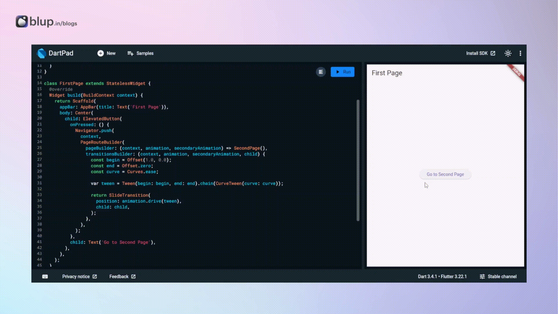 사용자 정의 슬라이드 전환 예시