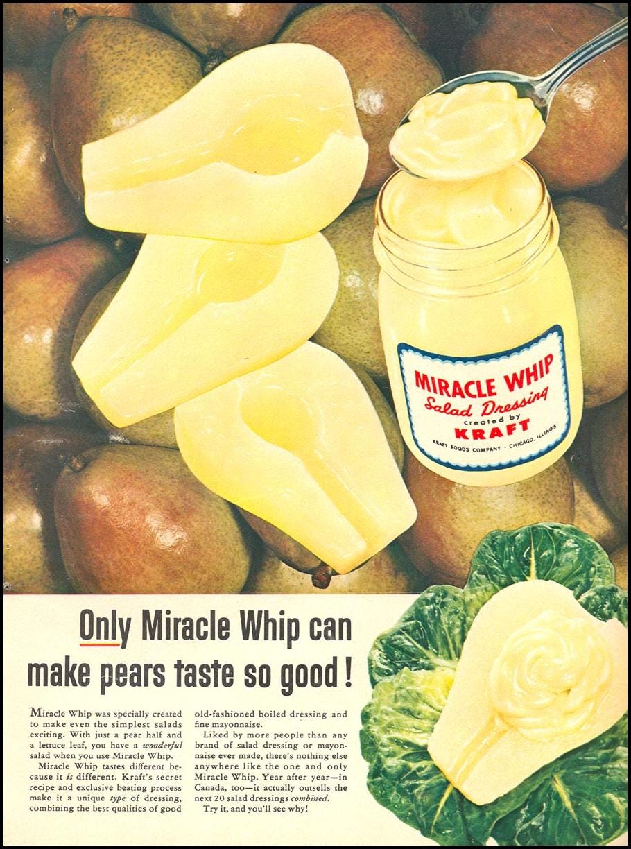 Miracle food, real food. Miracle Whip is fake food, a synthetic…, by Dave  Stagner