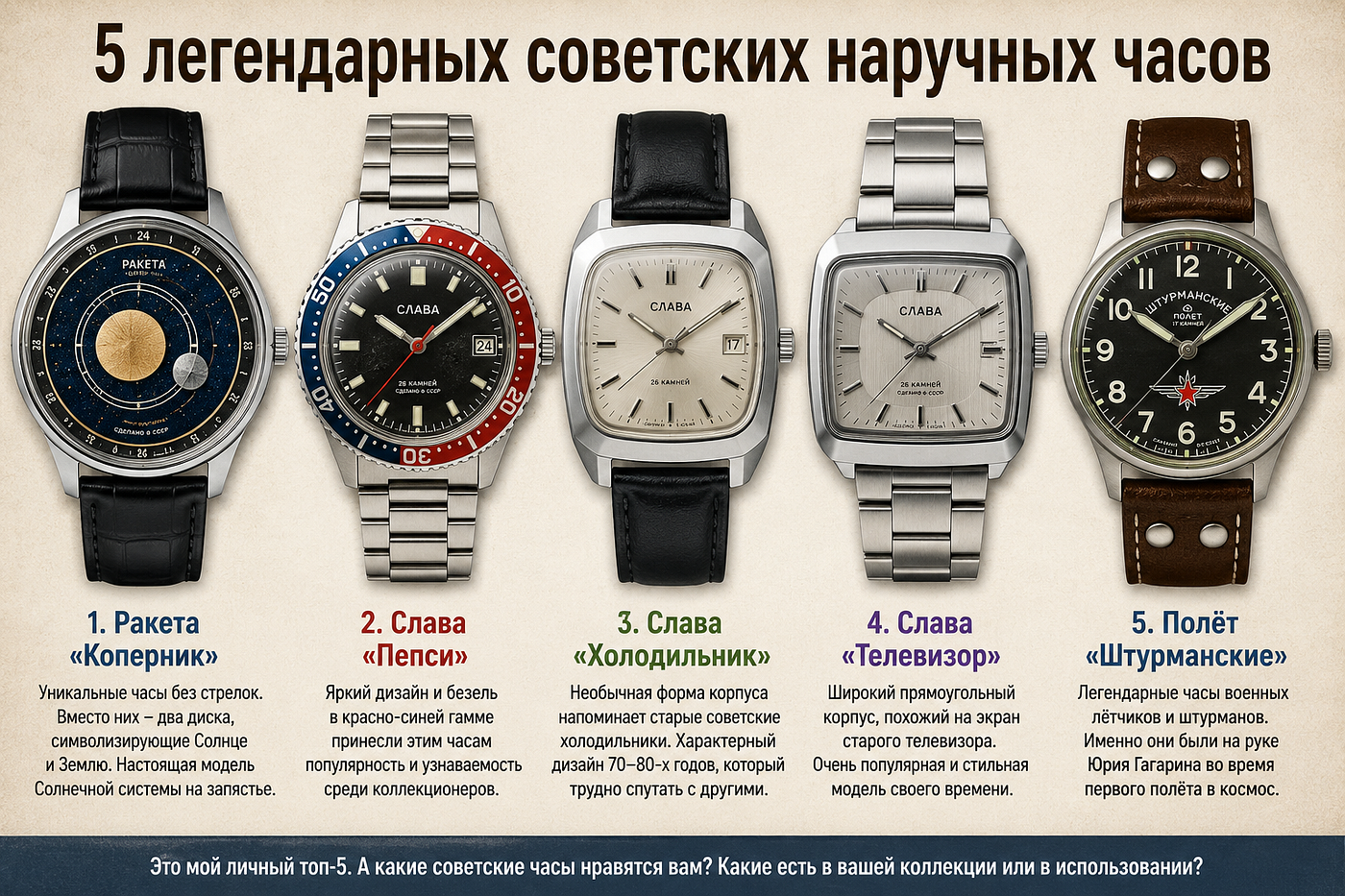 Five Soviet Wristwatches That I Consider the Most Interesting