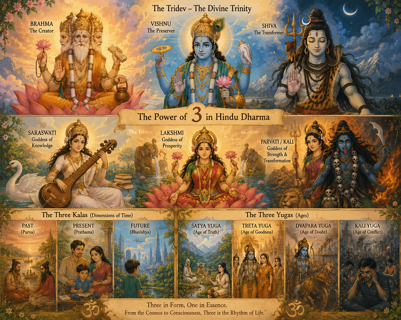 Three In Hindu Dharma-Created By Author Using Chatgpt