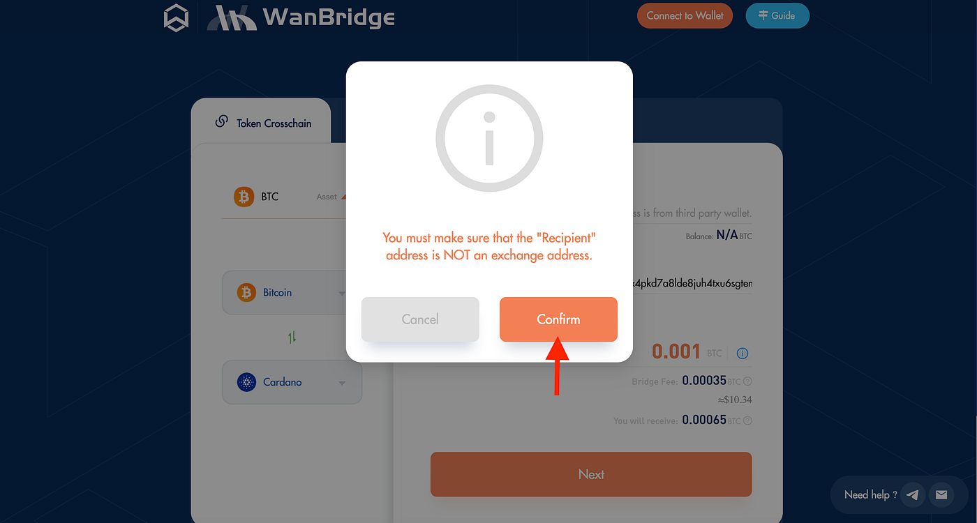 How to complete a crosschain transaction (Cardano) | Wanchain