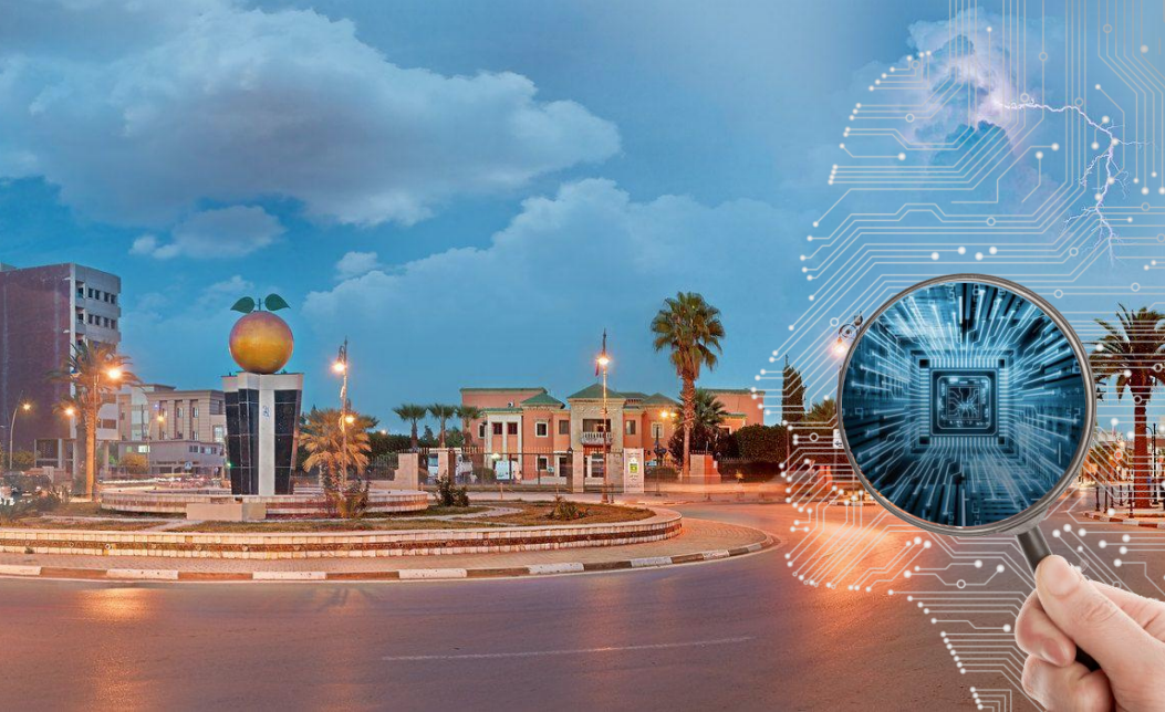 Berkane city with a digital smart city overlay