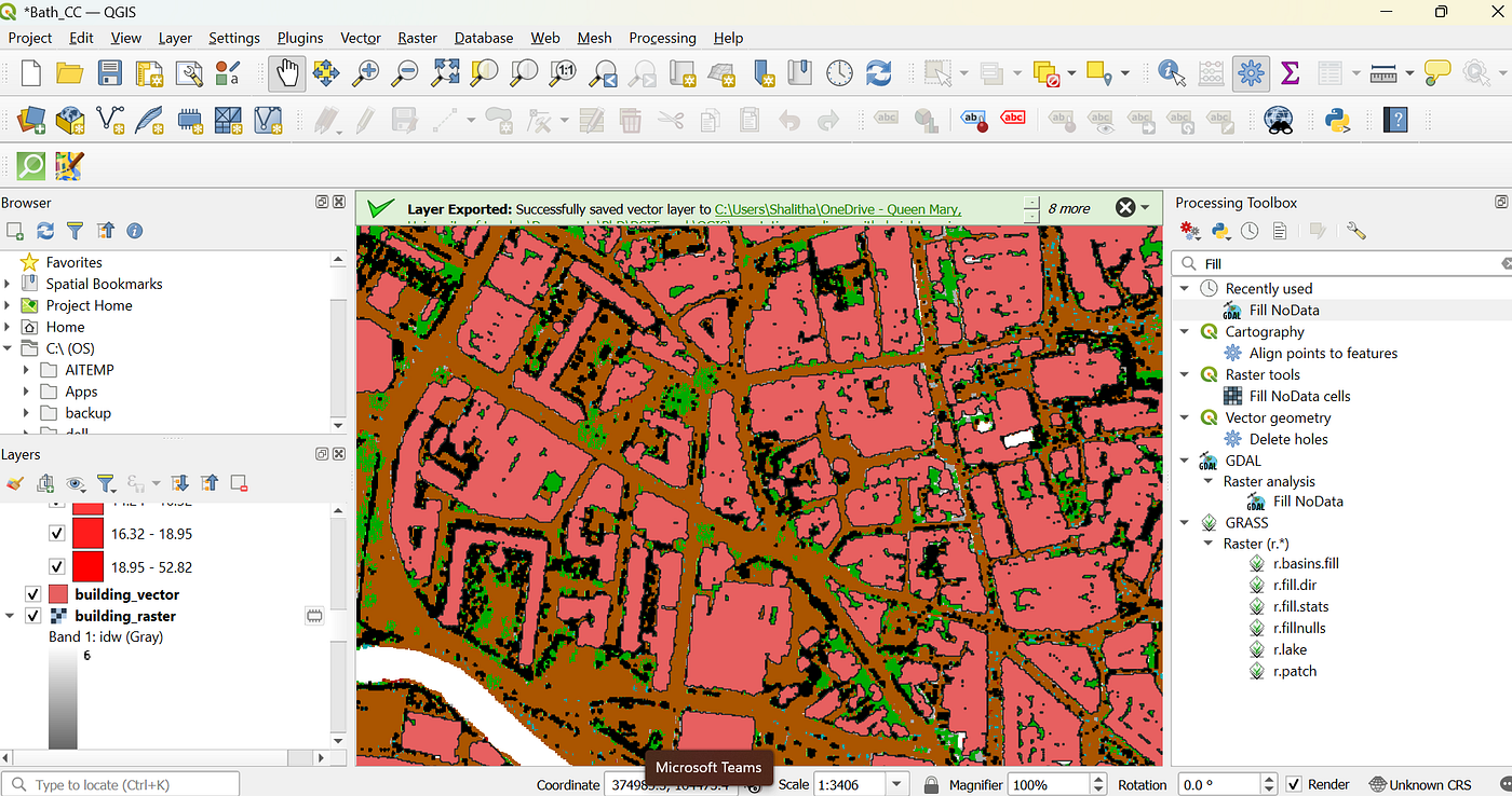 Building polygon vector layer, on top of lidar data.