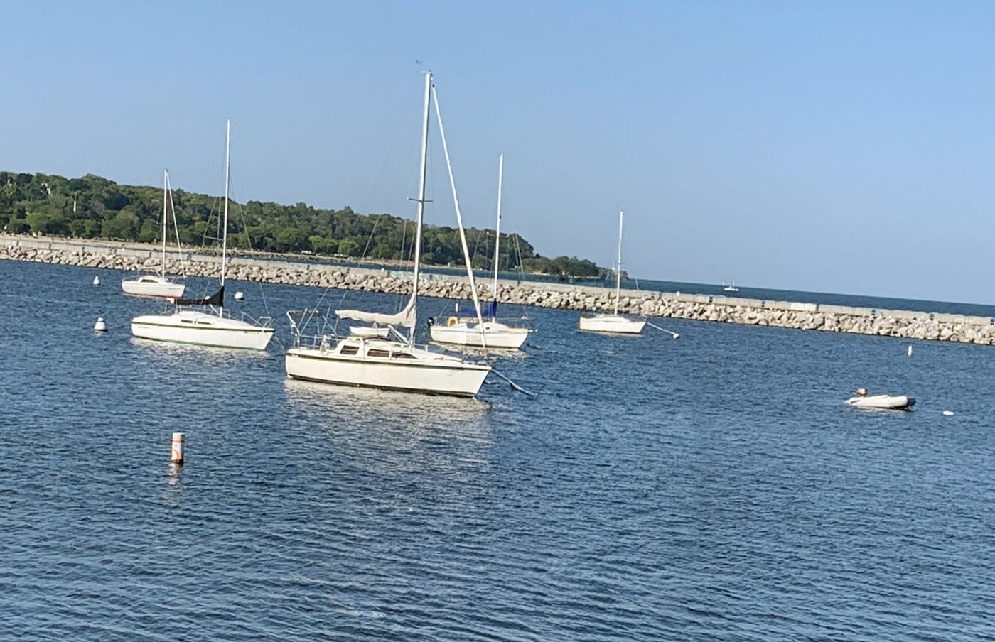 Masts sketch the blue. Photo by Author
