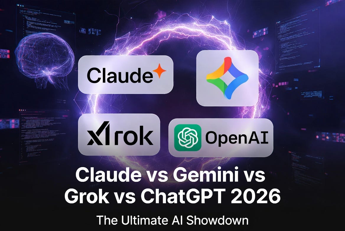 Claude vs Gemini vs Grok vs ChatGPT 2026: The Only Comparison Guide You Need