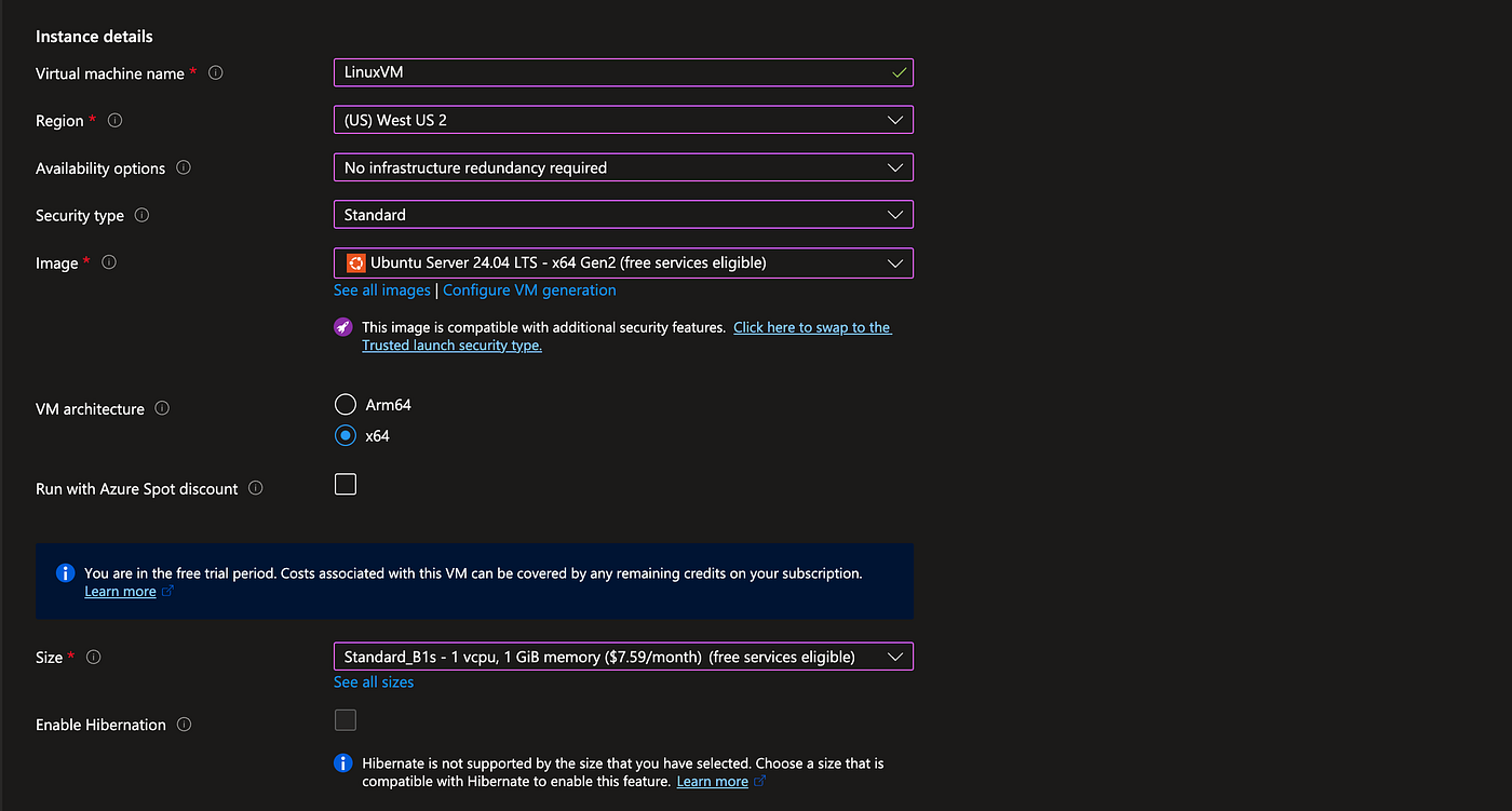 Instance details