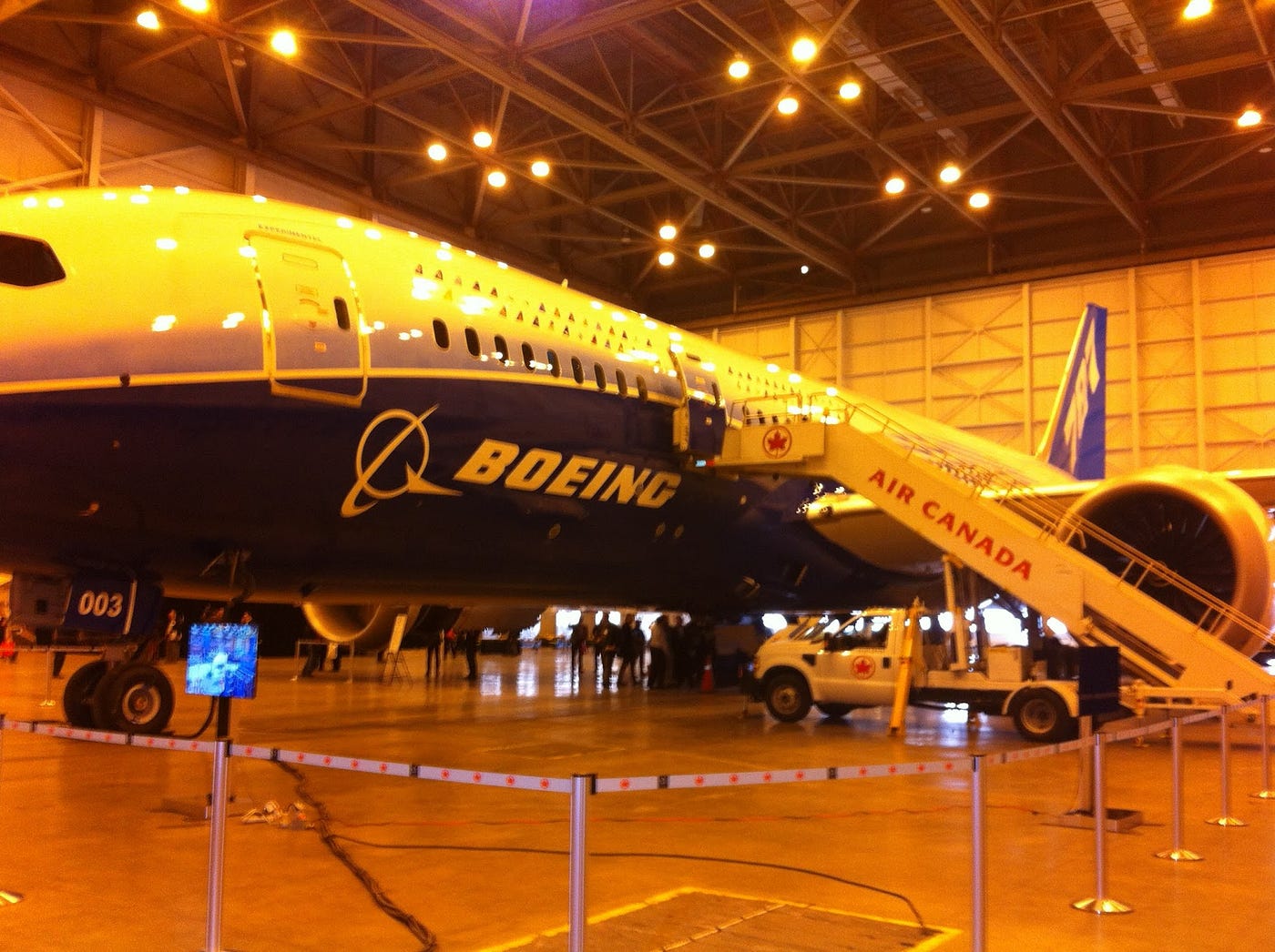 Touring the Boeing 787 at Pearson Airport in 2012. Photo by author.