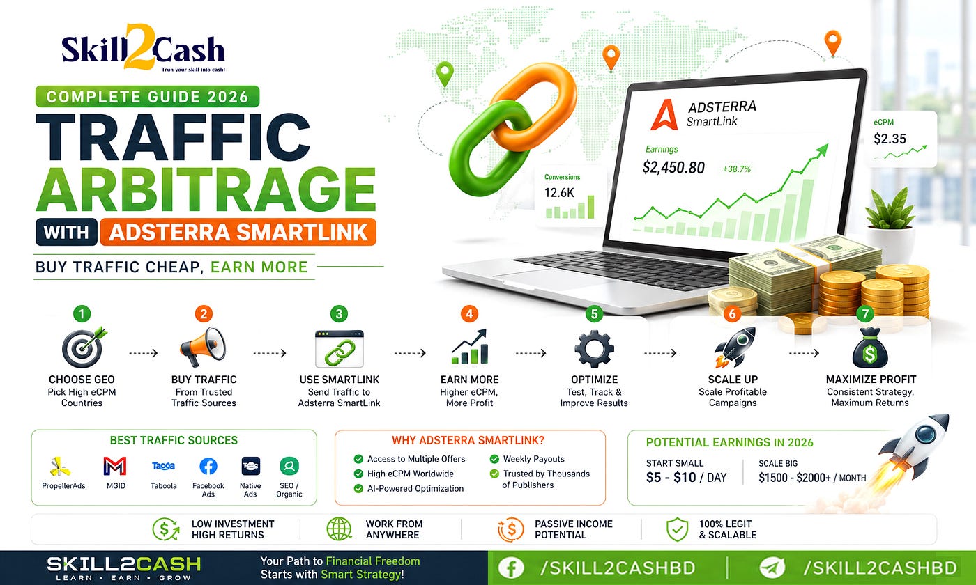 How I Learned to Turn $2 Into $6 Using Traffic Arbitrage and Adsterra SmartLink (2026 Complete…