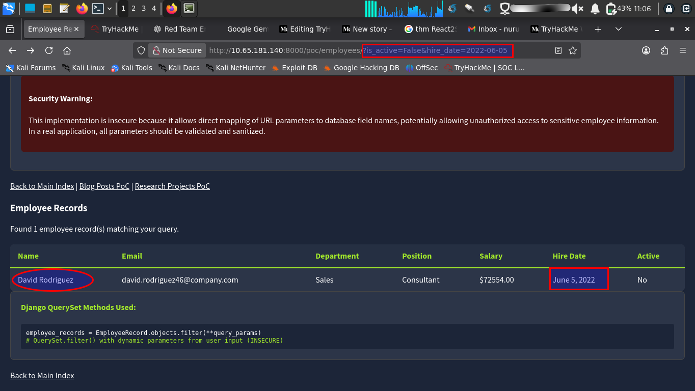 TryHackMe Django: CVE‑2025‑64459. Breaking Down Query Parameter