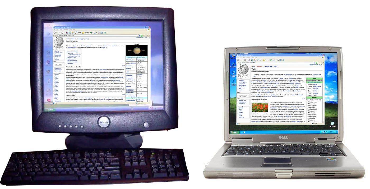 2014 desktop & laptop computers with Wikipedia on the screens