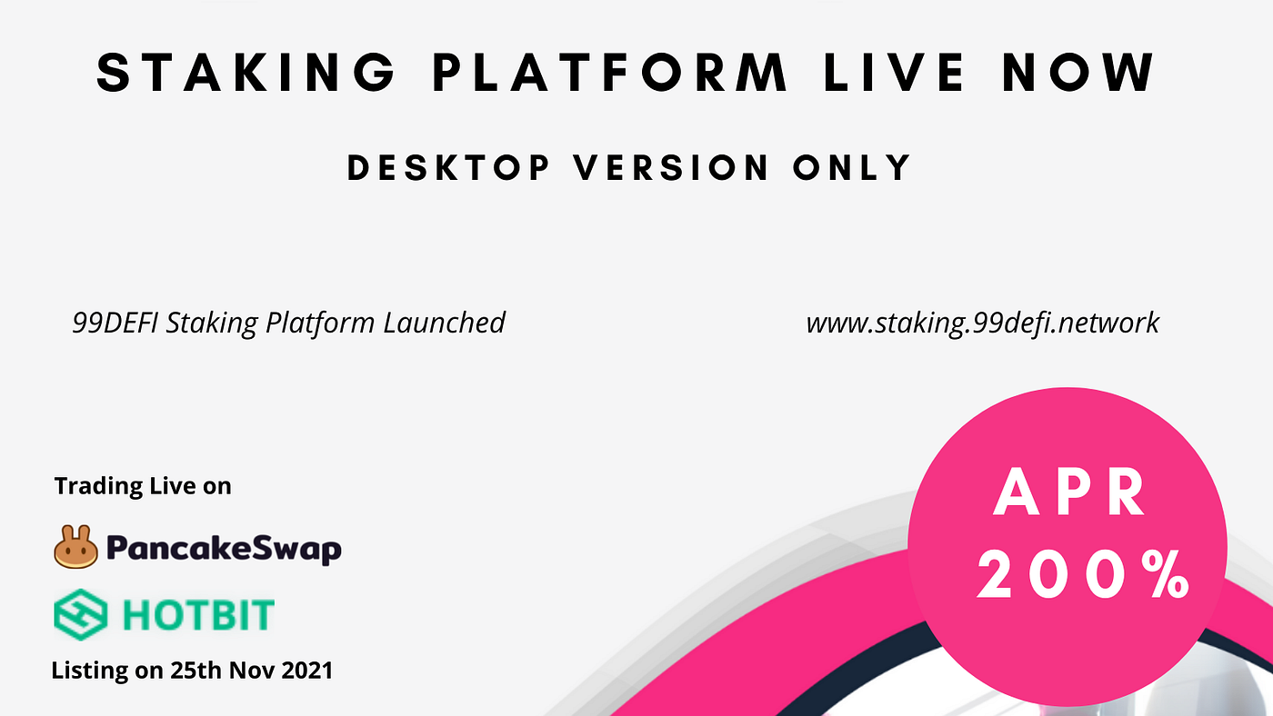99DEFI — Staking Platform Live