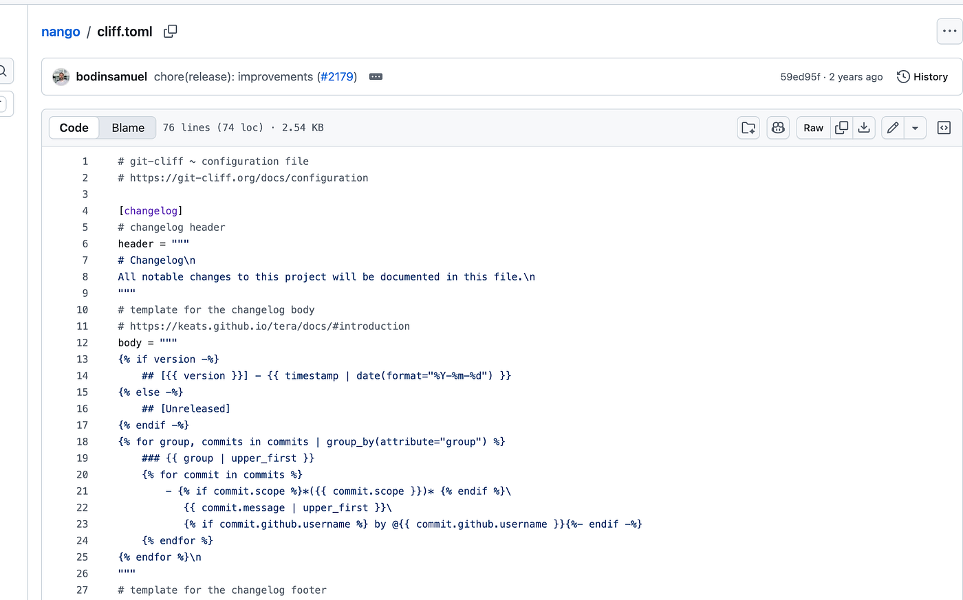git-cliff, a changelog generator.